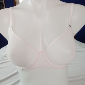 INLYRIC Cosnufy Sheer Bra Demi Plunge Mesh See Through 34D Coconut White NWT